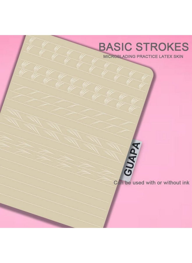 5Pcs Microblading Hair Strokes Practice Latex Strokes Practice Skin Double Sided Eyebrow Inkless Fake Skin Preprinted And Inkless (White Outlinehair Strokes)