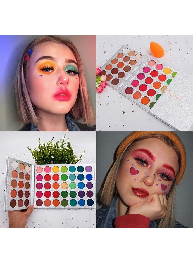 Eyeshadow Palette 65 Colors + 20Pcs Makeup Brushes Set + Sponge Blender Sweatproof Pigmented Matte Shimmer Metallic Blendable Soft Pressed Powder Eye Shadow Makeup Palette