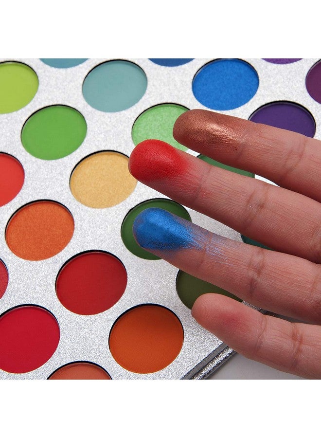 Eyeshadow Palette 65 Colors + 20Pcs Makeup Brushes Set + Sponge Blender Sweatproof Pigmented Matte Shimmer Metallic Blendable Soft Pressed Powder Eye Shadow Makeup Palette