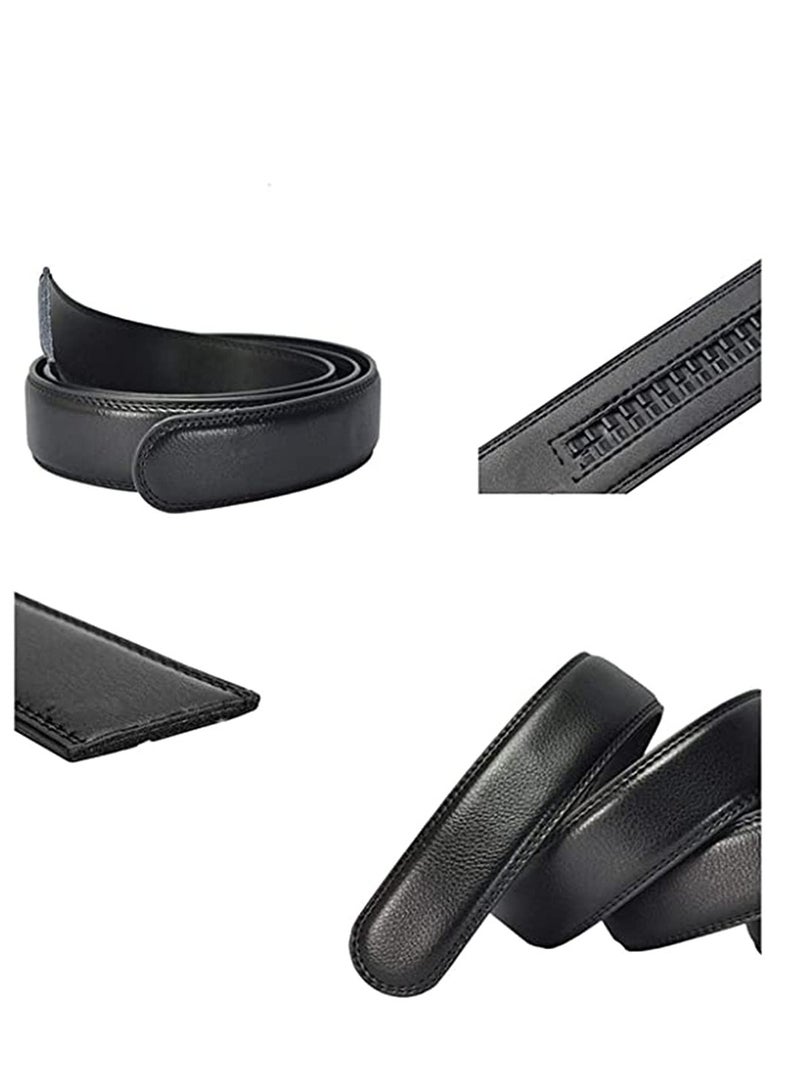 Mens Belt,Genuine Leather Fashion Belt Ratchet Dress Belt with Automatic Buckle, Soft Leather Business Belt Fashion for Casual Dress Jeans Khakis (Silver Buckle, Black)