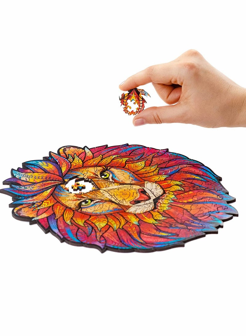 Wooden Jigsaw Puzzles Mysterious Lion 140 pcs Small 7.5