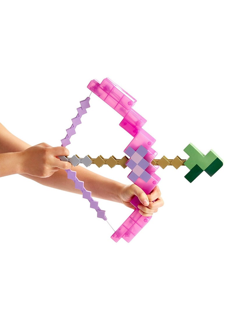 Minecraft Peripheral Toys Purple Bow And Arrow Diamond Sword Draft Two-In-One Set Ejectable Gift