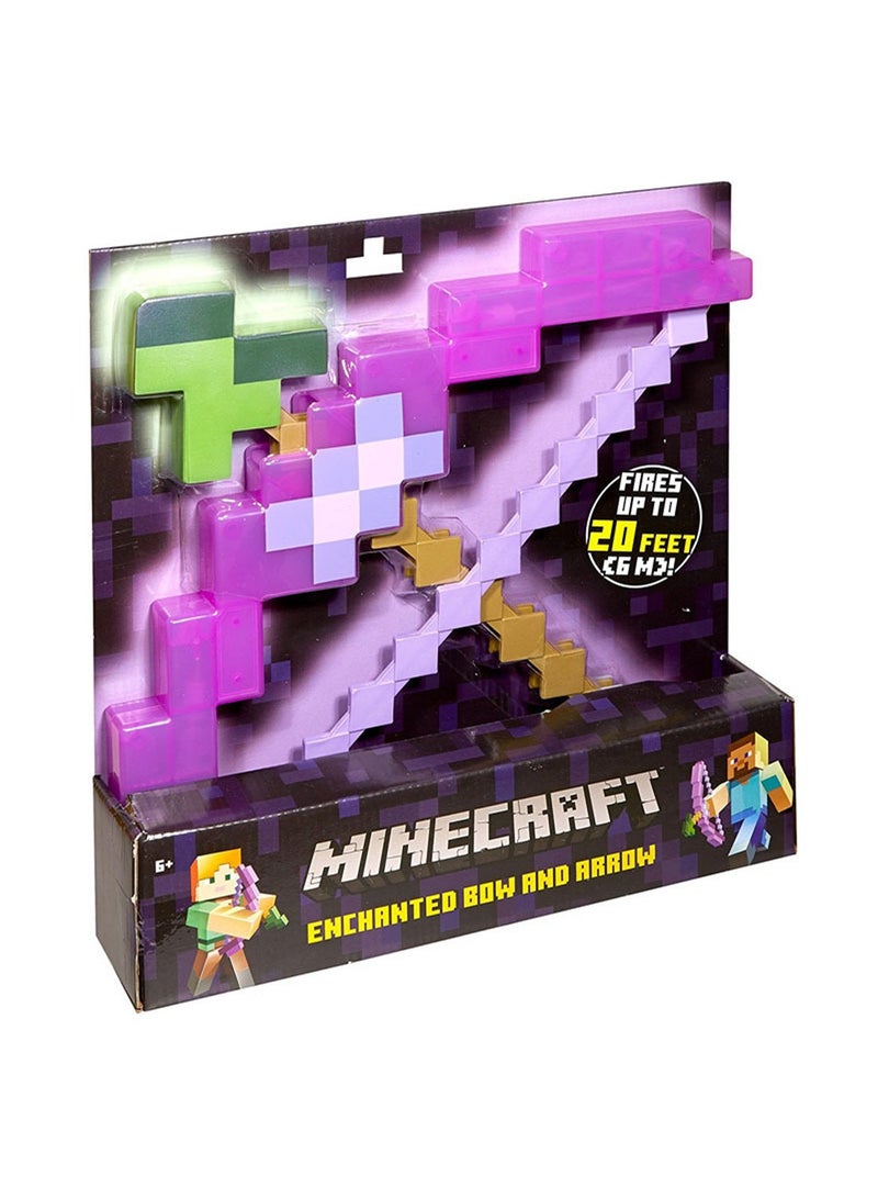 Minecraft Peripheral Toys Purple Bow And Arrow Diamond Sword Draft Two-In-One Set Ejectable Gift