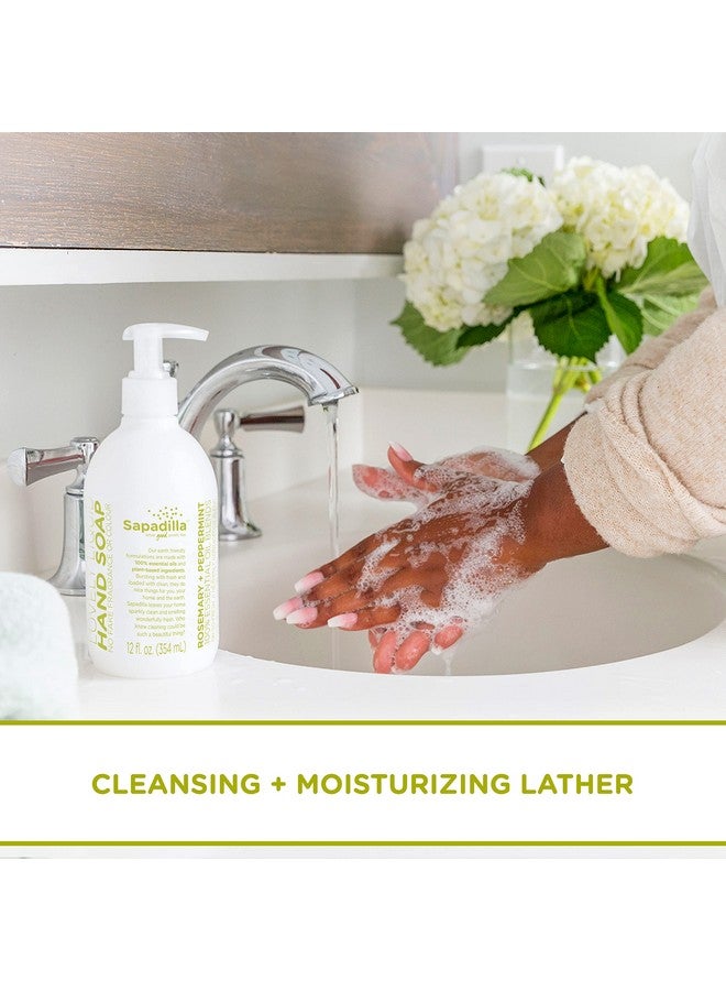 Liquid Hand Soap Rosemary + Peppermint Made With 100% Pure Essential Oil Blends, Cleansing & Moisturizing, Aromatic & Fragrant Hand Soap, Plant Based, Biodegradable, 12 Ounce (Pack Of 2)