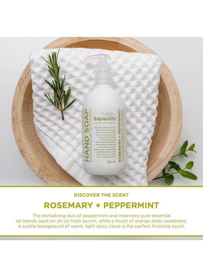Liquid Hand Soap Rosemary + Peppermint Made With 100% Pure Essential Oil Blends, Cleansing & Moisturizing, Aromatic & Fragrant Hand Soap, Plant Based, Biodegradable, 12 Ounce (Pack Of 2)