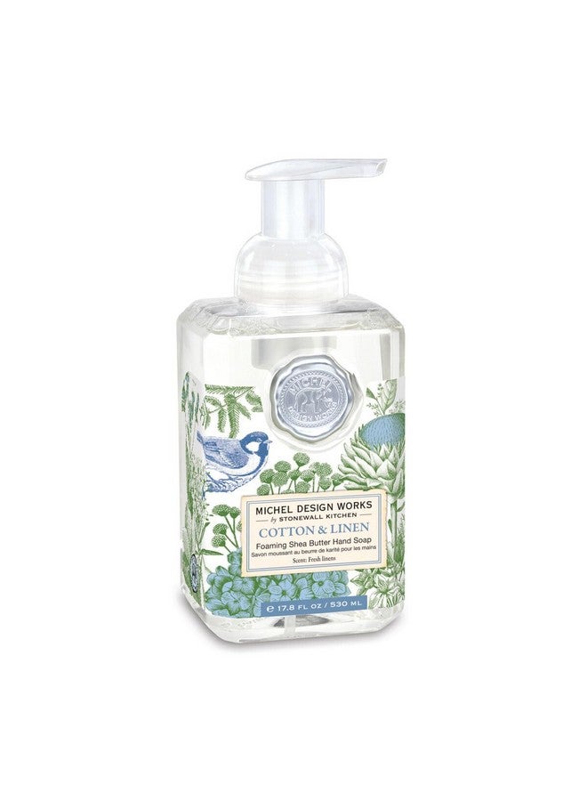 Foaming Hand Soap 17.8Oz Cotton & Linen Scent And Design Shea Butter And Aloe Vera Blend Beautiful Square Container With Pump