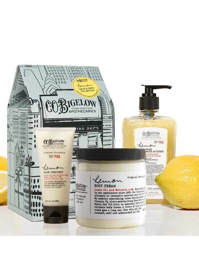 C.O. Bigelow Apothecary Trio Lemon Hand And Body Care Gift Set Of Three (3) Lemon Hand Wash 10Fl Oz. Body Cream 8 Oz. And Hand Treatment 3Oz. Gift Box Of Moisturizing Hand And Skin Care