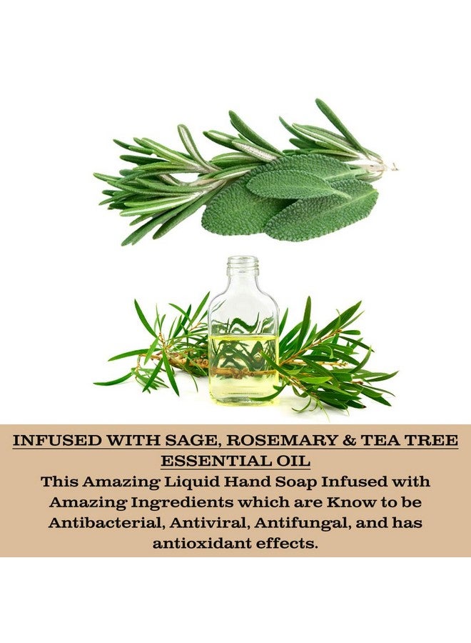 Antibacterial Hand Soap Infused With Sage & Tea Tree Oil & Orange Blossom Fragrance Cleansing Germfighting Moisturizing Hand Wash For Kitchen & Bathroom 18.5 Fl Oz