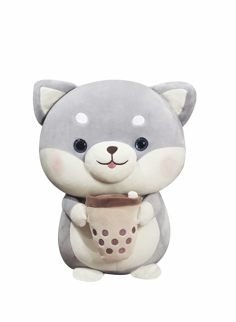 Hugging Toy, Stuffed Animal Plush Toys Pillow, Milk Tea Dog Plush Gray Soft Doll Toys, Plush Toy Gifts for Kids, Girls, Boys, Birthday, Valentines Party