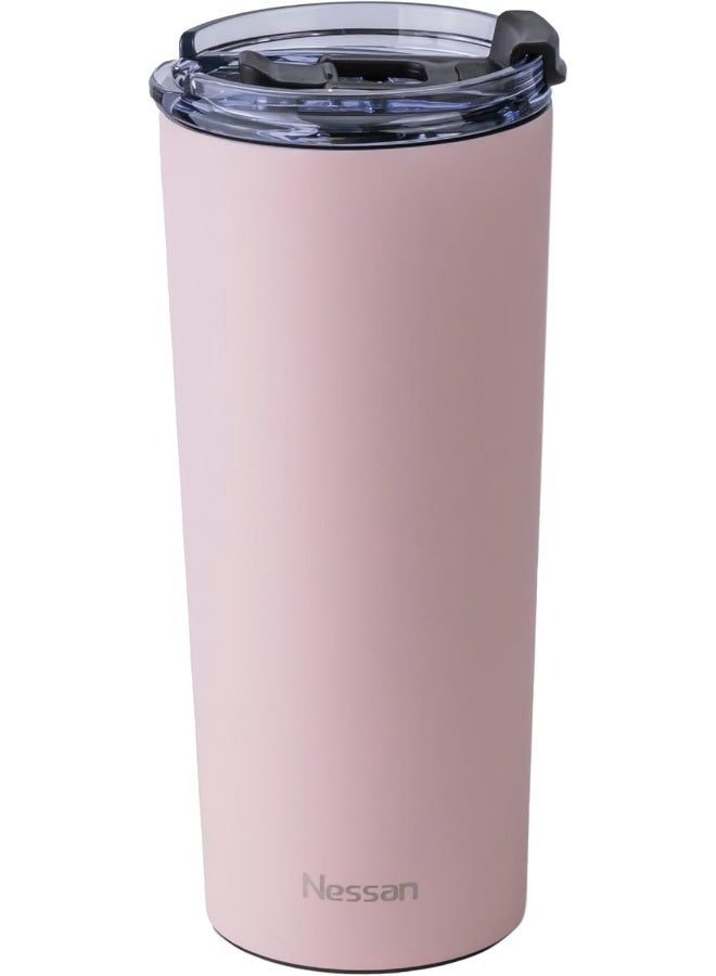 Insulated Stainless Steel Vacuum Mug, 603Ml - Your Versatile Dual-Use Travel Companion For Hot And Cold Beverages Anywhere: Home, Gym, Outdoors, Office, And School - Pink