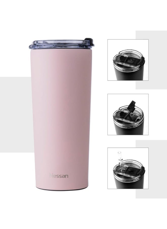 Insulated Stainless Steel Vacuum Mug, 603Ml - Your Versatile Dual-Use Travel Companion For Hot And Cold Beverages Anywhere: Home, Gym, Outdoors, Office, And School - Pink