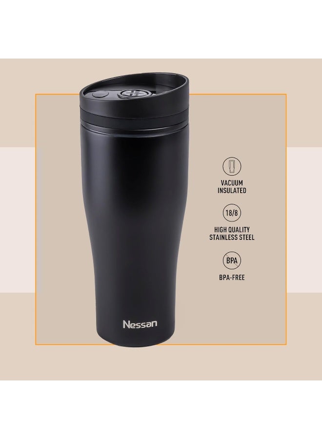 Insulated Stainless Steel Vacuum Mug, 363Ml - Black