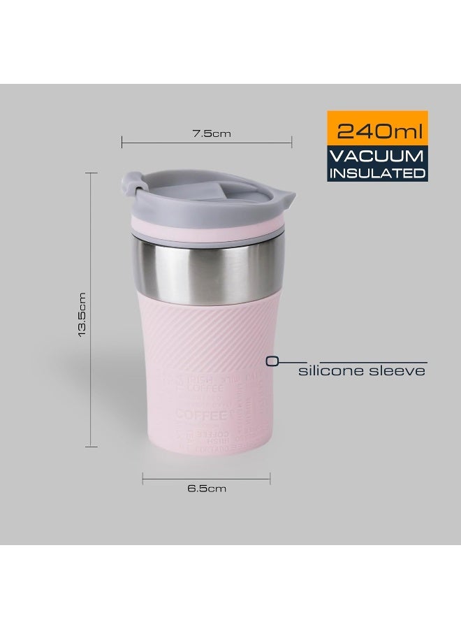 Insulated Stainless Steel Vacuum Mug, 243Ml - Your Compact Travel Essential For Hot And Cold Beverages Anywhere: Home, Gym, Outdoors, Office, And School - Pink