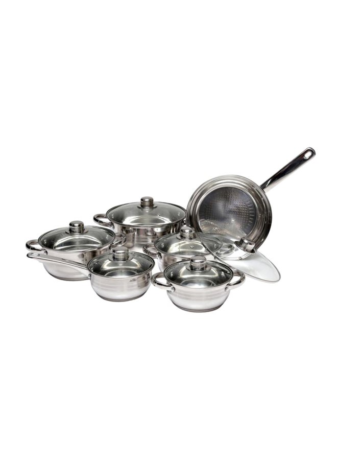 12-Piece Cookware Set Silver/Clear