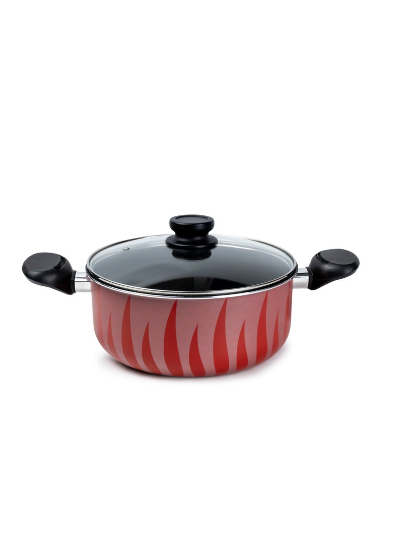 SENSTAN Flame Design Non-Stick Casserole with Lid and, Stew Pot Suitable for Gas, Electric, Induction, and Ceramic Stove  - 20cm