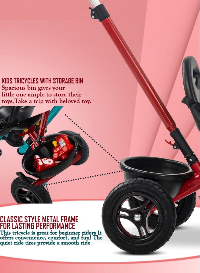 Baybee 2 in 1 Convertible Baby Tricycle for Kids with Parental Adjustable Push Bar, Seat Belt, Eva Wheel & Storage Basket  Kids Cycle Trikes Kids Tricycle Cycle for Kids 2 to 5 Years Boy Girl Red