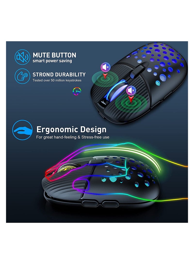 Wireless Gaming Mouse Portable Computer Mouse Cellular Housing Replaceable LED Color Ergonomic Optical Gaming Mouse