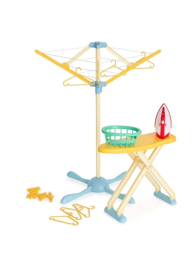 Wash Day Set: Toy Ironing Board And Washing Line With Pretend Steam Iron And Laundry Basket, For Children Aged 3+