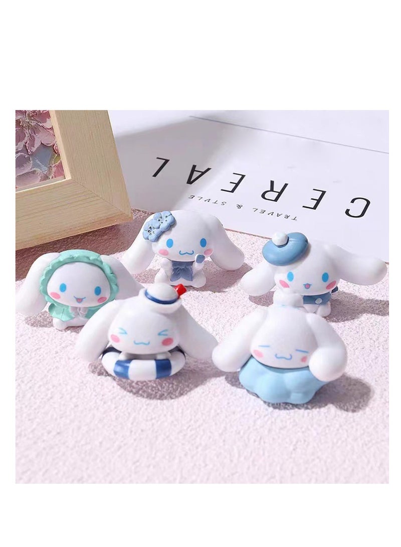 5Pcs lovely Cartoon Dog Figurines with Big Ears Mini Cake Topper Decor Animal Theme Party Supplies Lovely Anime Puppy Decor Toy Gifts for Girls