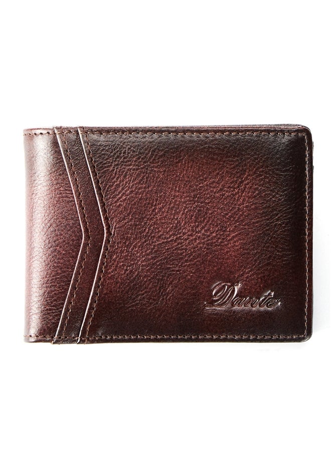 Cowhide Wallet Thin RFID Anti-theft Card Swipe Driver's License Coin Purse Horizontal Brown