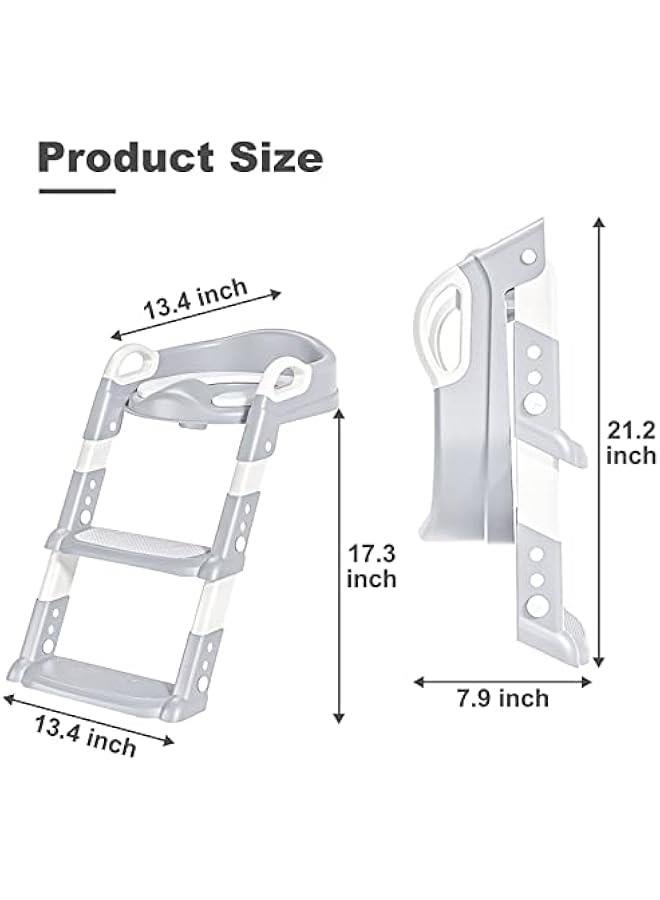 Potty Training Seat with Step Stool Ladder,Potty Training Toilet for Kids Boys Girls,Toilet Training Potty Seat Sturdy Comfortable Built in Non-Slip Steps Soft Pad for Baby Boys Girls(Grey)