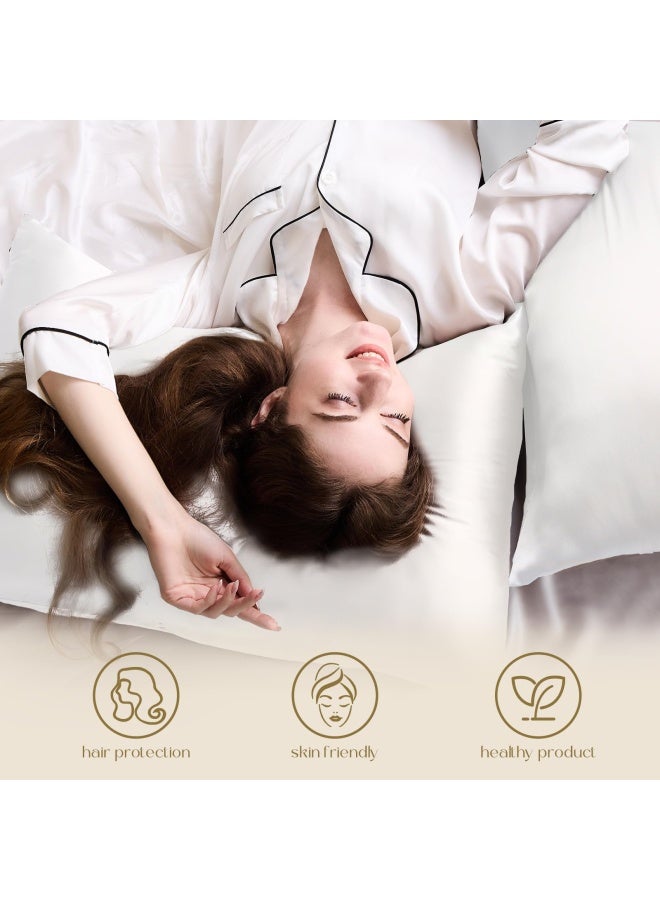100 Mulberry Silk Pillowcase For Hair And Skin Both Side 19 Momme Silk 1Pc Queen 20 X30 White