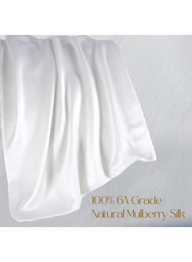 100 Mulberry Silk Pillowcase For Hair And Skin Both Side 19 Momme Silk 1Pc Queen 20 X30 White