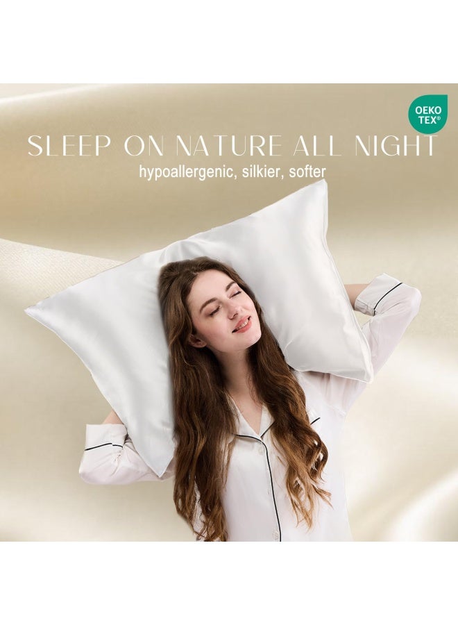 100 Mulberry Silk Pillowcase For Hair And Skin Both Side 19 Momme Silk 1Pc Queen 20 X30 White