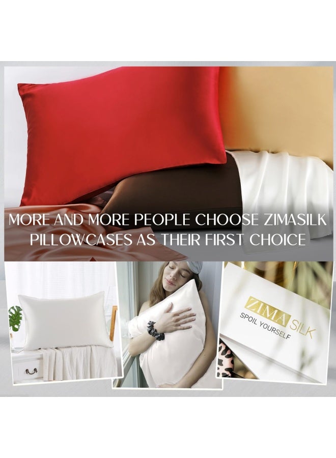 100 Mulberry Silk Pillowcase For Hair And Skin Both Side 19 Momme Silk 1Pc Queen 20 X30 White