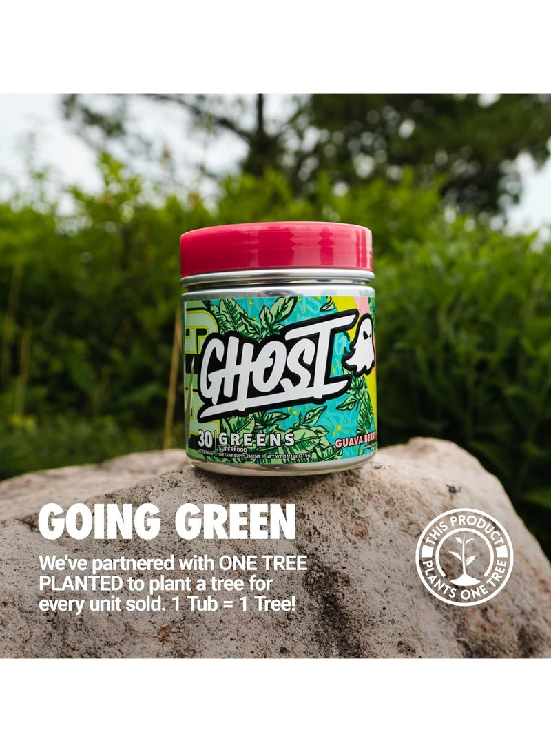 Ghost Greens Superfood Powder, 19 Super Greens & Reds, Fruits, Vegetables, Spirulina & Chlorella, Prebiotics, 10 Billion CFU Probiotic & Digestive Enzymes, Gluten Free, Pink Lemonade, 360g 30 Servings