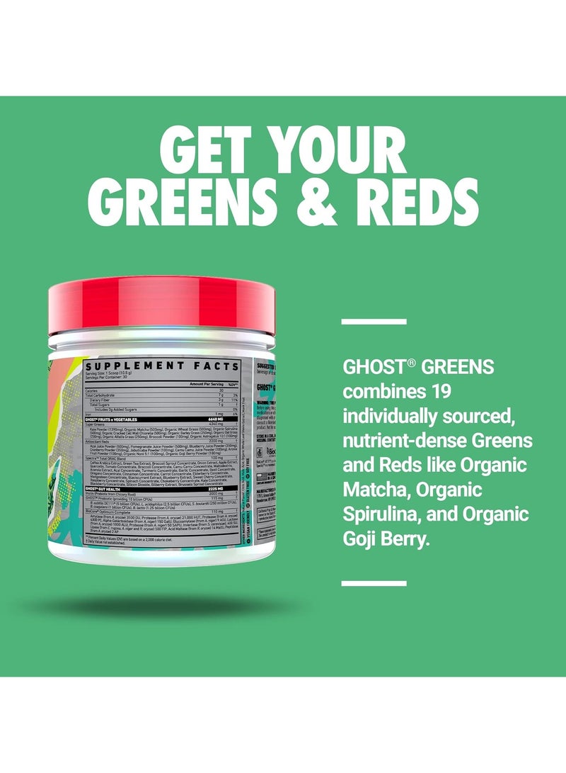 Ghost Greens Superfood Powder, 19 Super Greens & Reds, Fruits, Vegetables, Spirulina & Chlorella, Prebiotics, 10 Billion CFU Probiotic & Digestive Enzymes, Gluten Free, Pink Lemonade, 360g 30 Servings