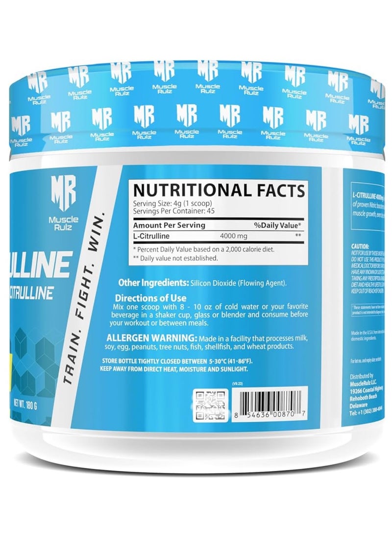 L-CITRULLINE 4000mg Unflavored 180g, 45 Servings