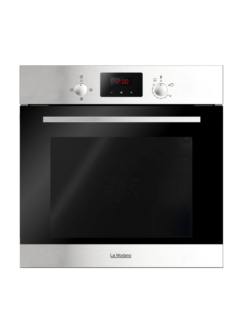 60 CM Stainless Steel Built-in Gas Oven With Knob Control, Double Glass Door, Rotisserie, Turbo Oven, Grill, Cooling Fan, Digital Timer, 64L Cavity, Chromed Side Racks, LED Display - LMBO601GS