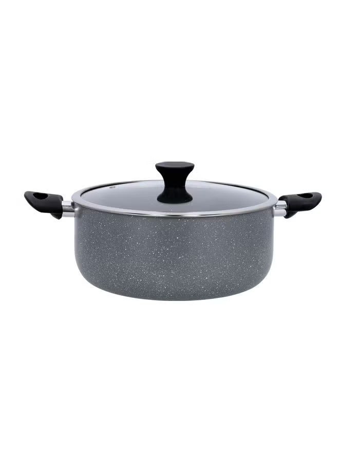 Granite Coated Casserole With Glass Lid Multicolour 28x2.5x12cm