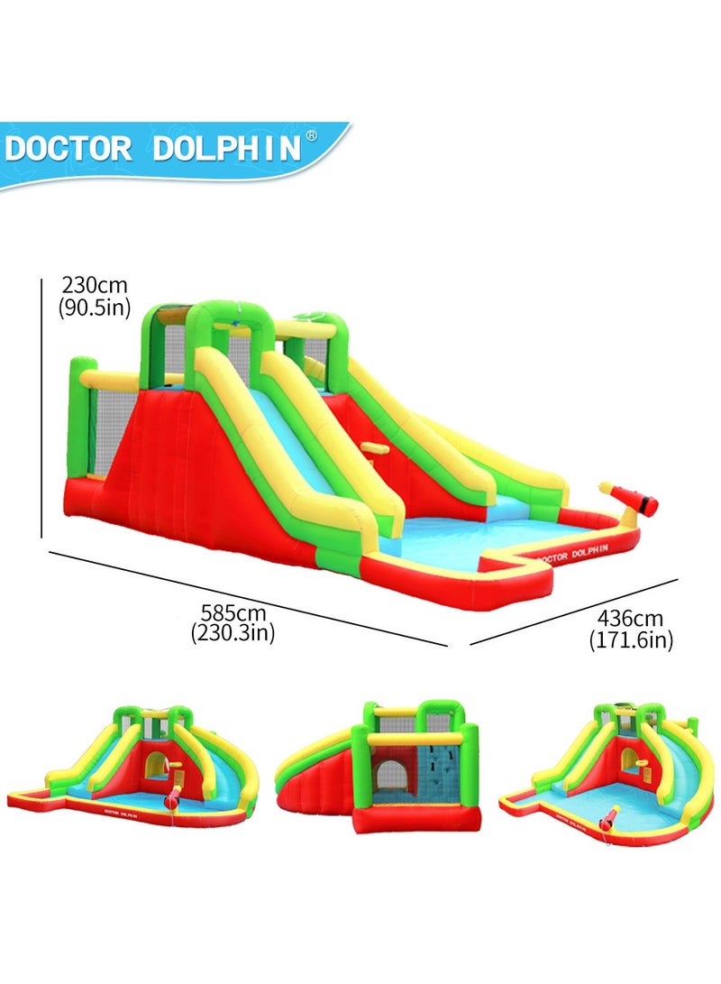 Doctor Dolphin Inflatable Bounce House with Slides and Water Blower 73018