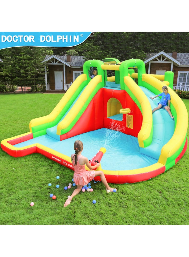 Doctor Dolphin Inflatable Bounce House with Slides and Water Blower 73018