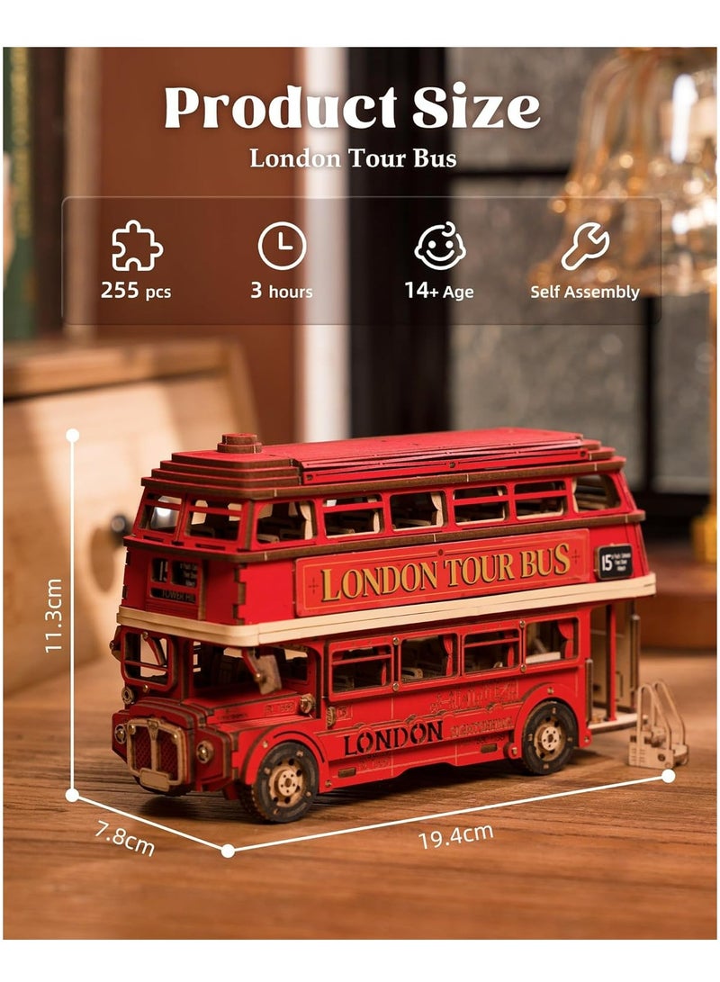 Rolife London Tour Bus 3D Wooden Puzzle TGM02 Decorative DIY Crafts/Birthday Gifts/Home Decor For Girls&Boys Teens&Adults