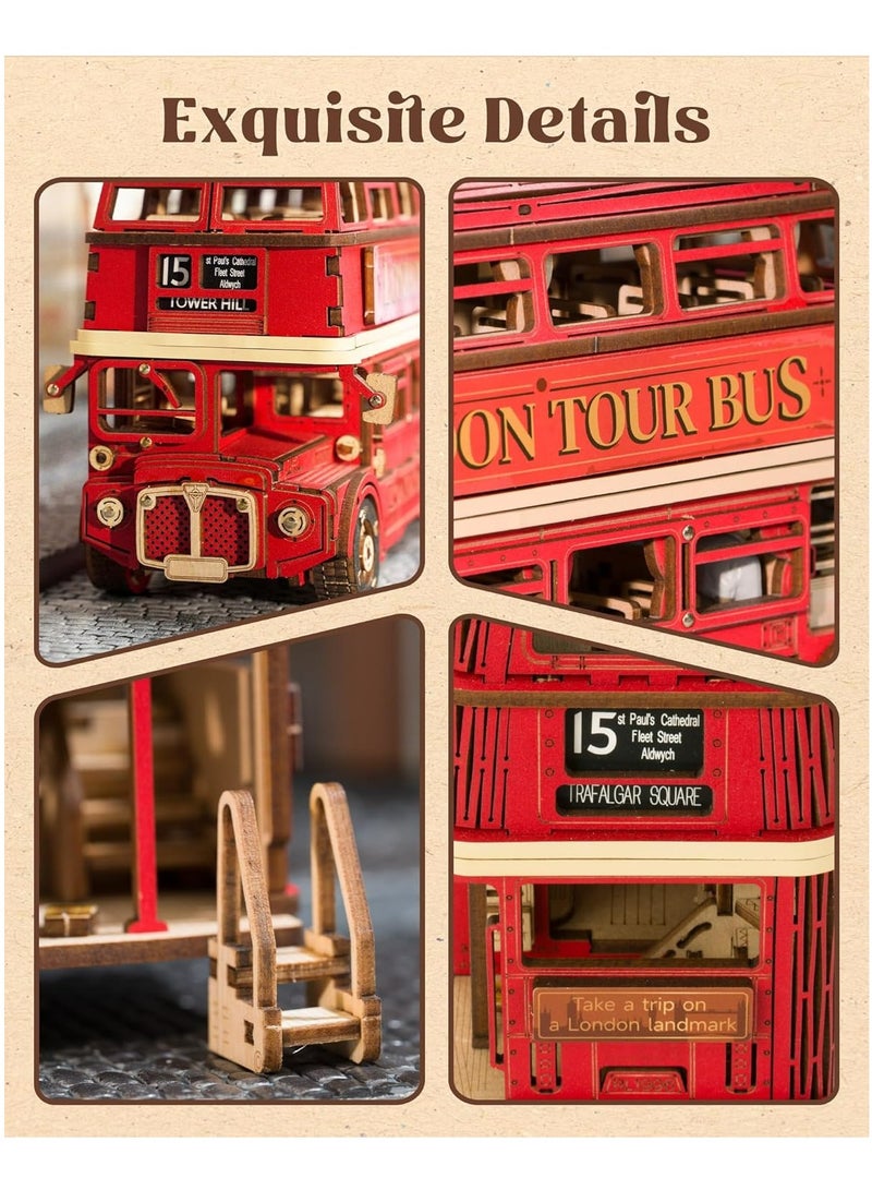 Rolife London Tour Bus 3D Wooden Puzzle TGM02 Decorative DIY Crafts/Birthday Gifts/Home Decor For Girls&Boys Teens&Adults