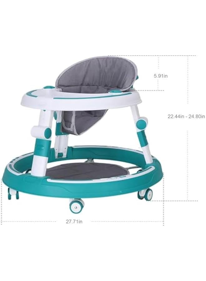 Baby Walker with Extra Large Chassis and Easy Clean Tray, Universal Height Adjustable, Anti-Roll Folding Walker for Girls Boys 6-18 Months Toddler Baby Walker