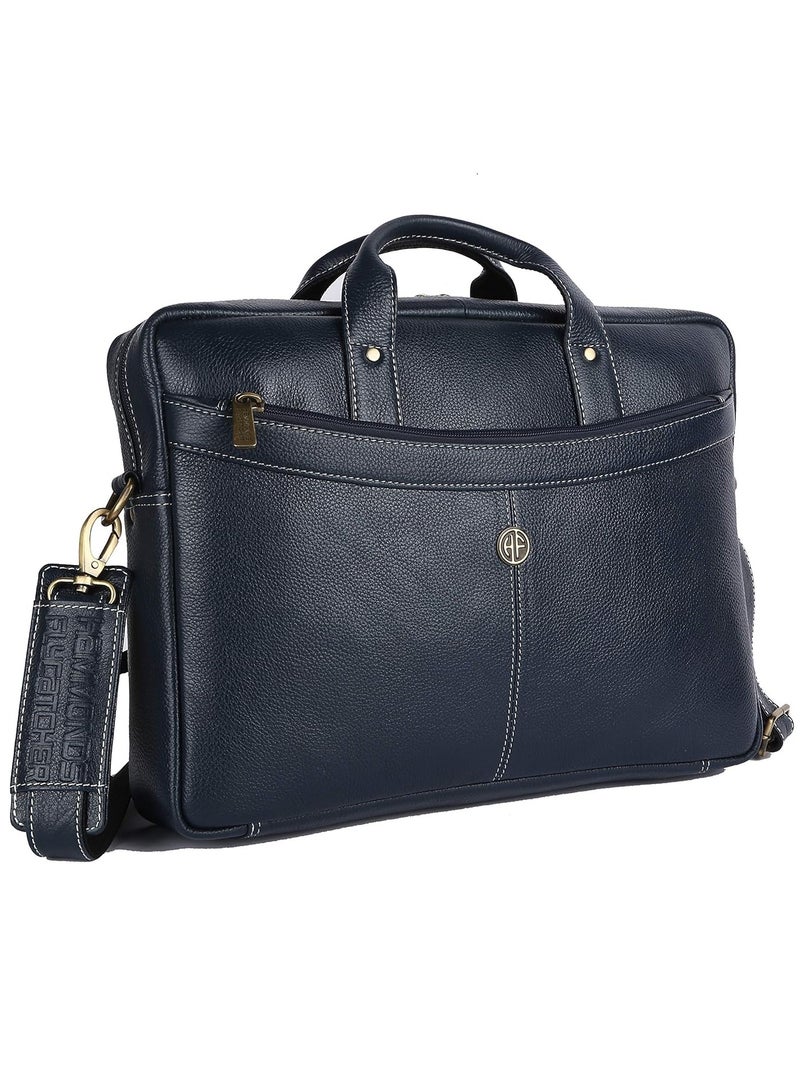 Laptop Leather Bag for Office -Fits up to 16 Inch Laptop -Royal Blue with Multiple Compartments -Executive Leather Bag - Work/Travel