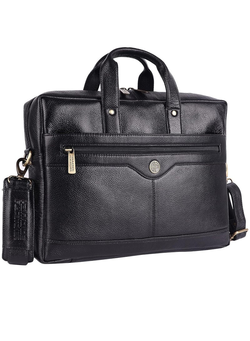 Laptop Bag for Men - Leather Office Bag with Multiple Compartments - Fits 14/15.6/16 Inch Laptop Bag - Messenger and Shoulder Bag for Travel - Water Resistant - Black