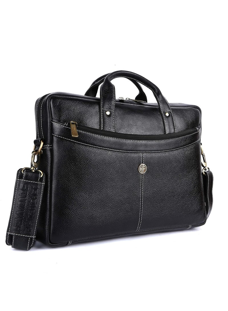 Laptop Messenger Leather Bag 15.6-inch Black LB122 (L=39, H=29, B=8 cm)