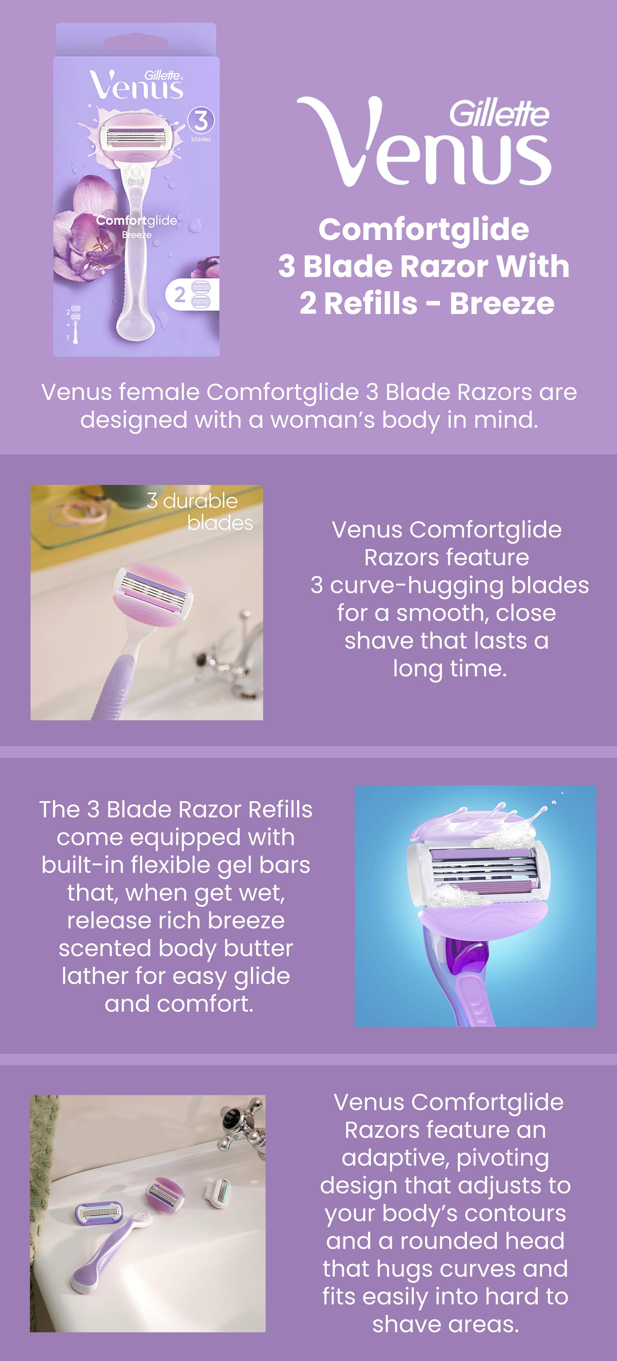 Gillete Venus Comfortglide Breeze Handle + 2 Blades