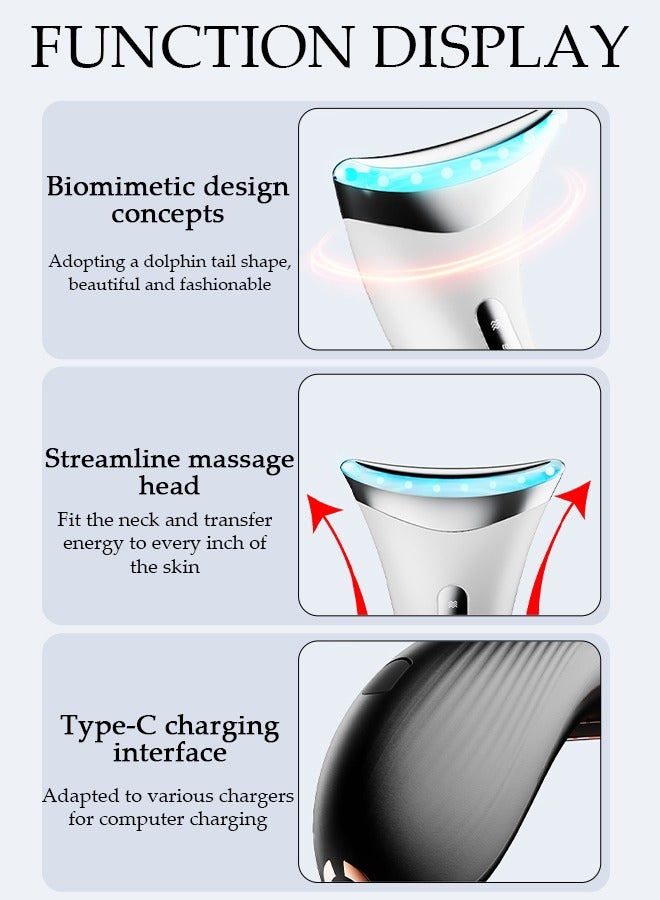 Neck Face Beauty Device,  Portable Skin Care Face Massage,3 in 1 Facial Massager, Double Chin Reducer Vibration Massager Wrinkles Removal, Lifts and Tightens Sagging Skin,Face Sculpting Tool with Ther