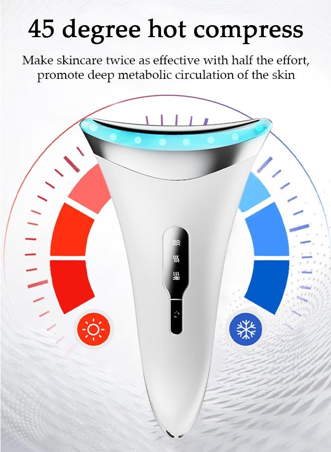 Neck Face Beauty Device,  Portable Skin Care Face Massage,3 in 1 Facial Massager, Double Chin Reducer Vibration Massager Wrinkles Removal, Lifts and Tightens Sagging Skin,Face Sculpting Tool with Ther