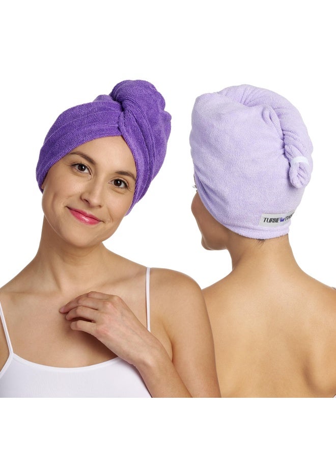 Microfiber Hair Towel Wrap For Women And Men 2 Pack Bathroom Essential Accessories Quick Dry Hair Turban For Drying Curly Long And Thick Hair Dark Purple Light Purple