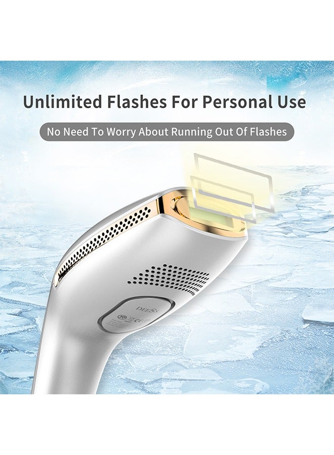 GP590 Plus Ice Cooling IPL Hair Removal Device With 3 Lamps(HR:Hair Removal; SR:Skin Rejuvenation; AC:Acne Clearance) Warranty 2 Years White/Gold