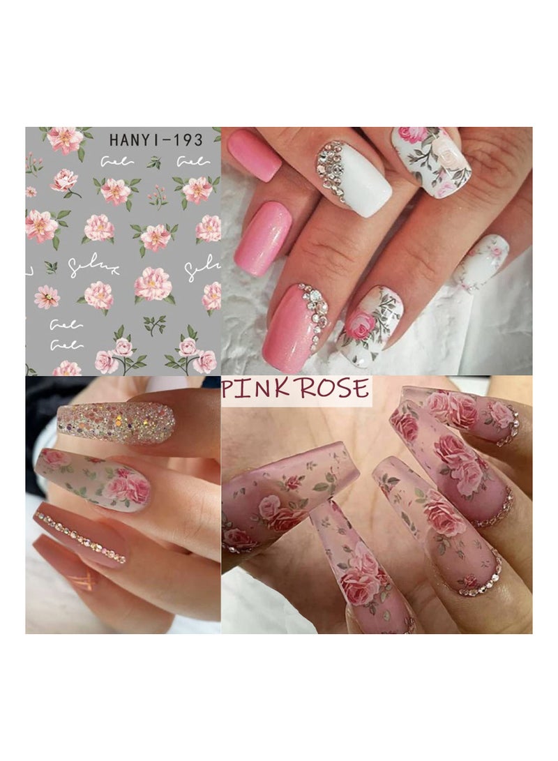 Flower Nail Art Stickers, 8 Pcs Charming Daisy Nail Decals Spring Nail Stickers