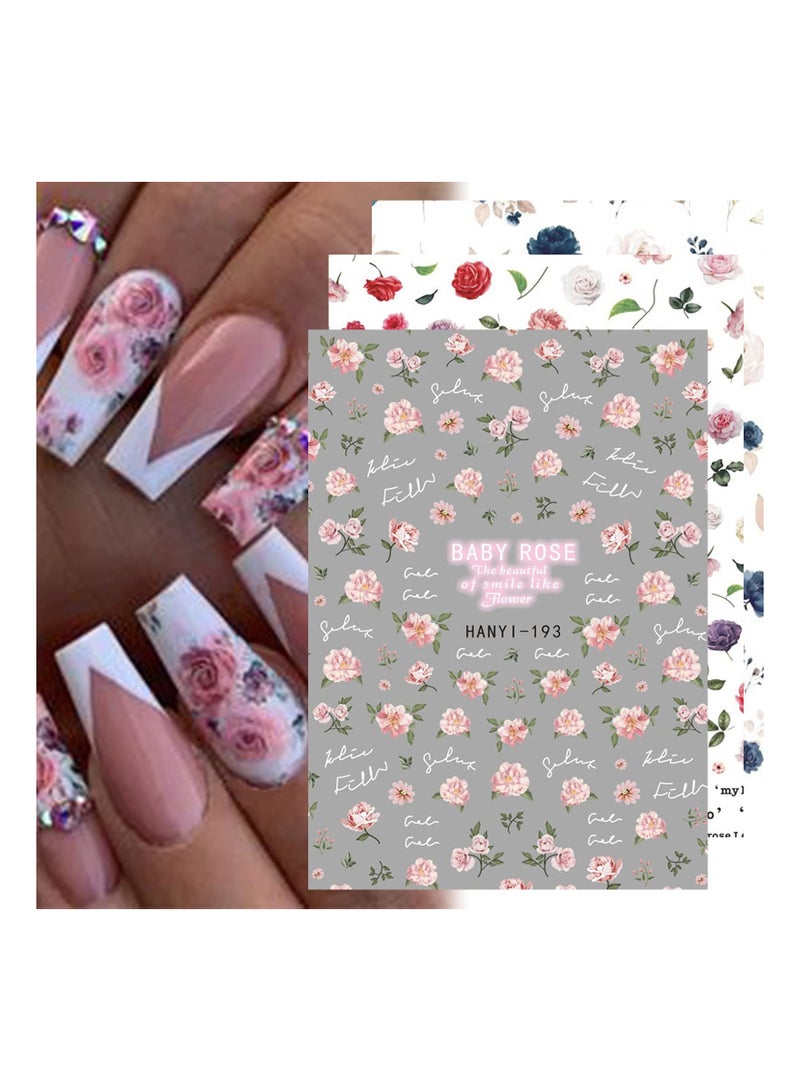 Flower Nail Art Stickers, 8 Pcs Charming Daisy Nail Decals Spring Nail Stickers