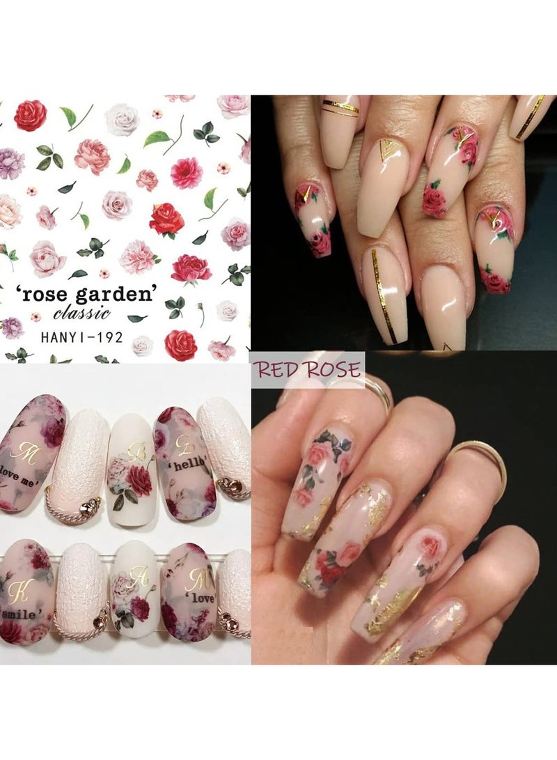 Flower Nail Art Stickers, 8 Pcs Charming Daisy Nail Decals Spring Nail Stickers